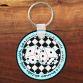 Bunco Chicks Roll with it - blau Schlüsselanhänger (Vorderseite)