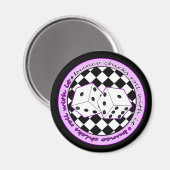 Bunco Chicks Roll with it - Lila Magnet (Vorderseite/Rückseite)