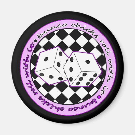 Bunco Chicks Roll with it - Lila Magnet (Vorne)