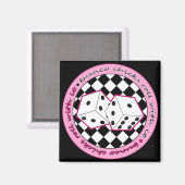 Bunco Chicks Roll with it - rosa Magnet (Vorderseite/Rückseite)