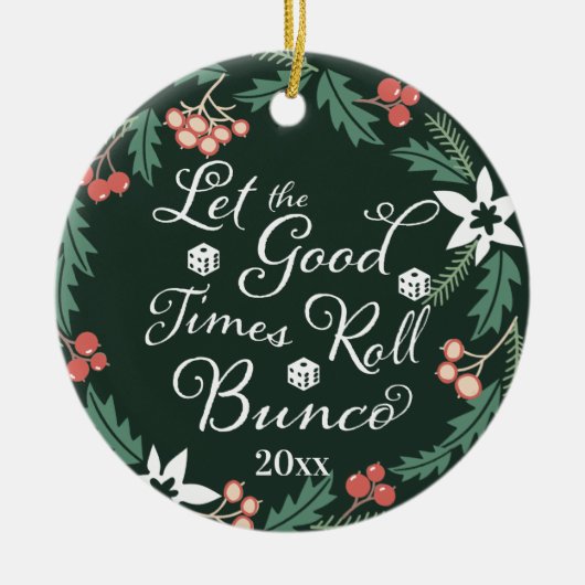 Bunco Christmas Ließ The Good Times Roll Würfel Keramik Ornament (Vorne)