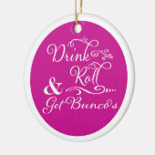 Bunco Christmas Modern Pink White Keramik Ornament (Links)