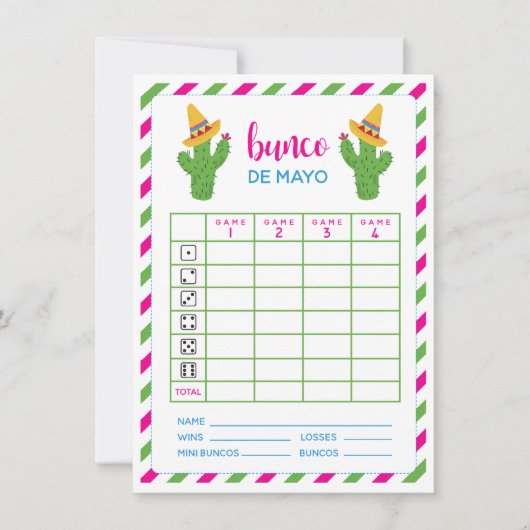 Bunco De Mayo May Cinco De Mayo Bunco Card Einladung (Vorderseite)