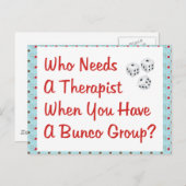 Bunco, der einen Therapeuten braucht Postkarte (Vorne/Hinten)