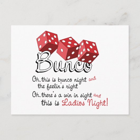 Bunco Dice Game Postkarte (Vorderseite)