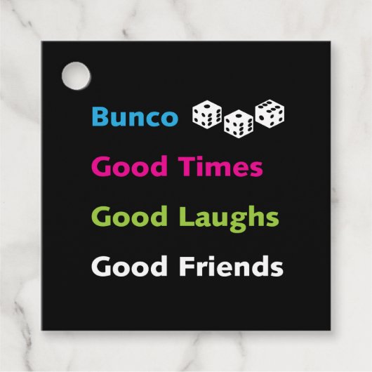 Bunco Dice Gute Zeiten gute Freunde Geschenkname T Geschenkanhänger (Vorderseite)