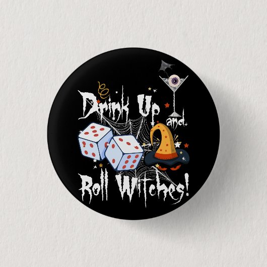 Bunco Dice Halloween Trinken und Roll Hexen Gam Button (Vorderseite)