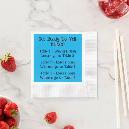 Bunco Directions Napkin in Blue Serviette (Beispiel)