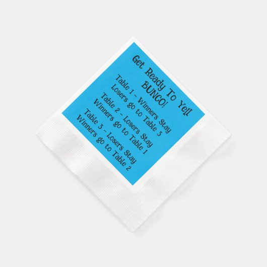 Bunco Directions Napkin in Blue Serviette (Ecke)