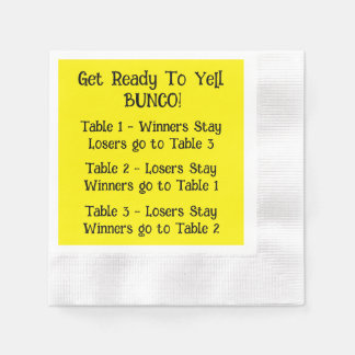 Bunco Directions Napkin in Gelb Serviette