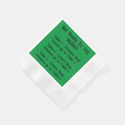 Bunco Directions Napkin in Green Serviette (Ecke)