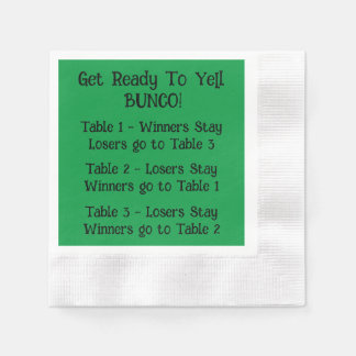 Bunco Directions Napkin in Green Serviette