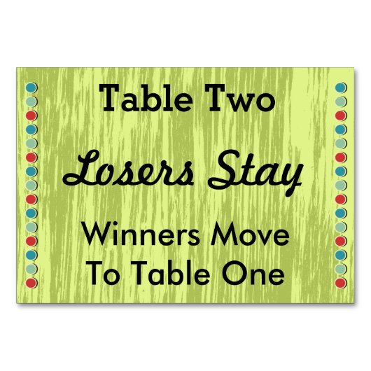 Bunco Dots Tischnummer Card #2 (Vorderseite)