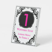 Bunco Elegante Rosa Tischnummer Eins Sockelschild (Vorderseite)