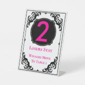 Bunco Elegante Rosa Tischnummer Zwei Sockelschild (Vorderseite)
