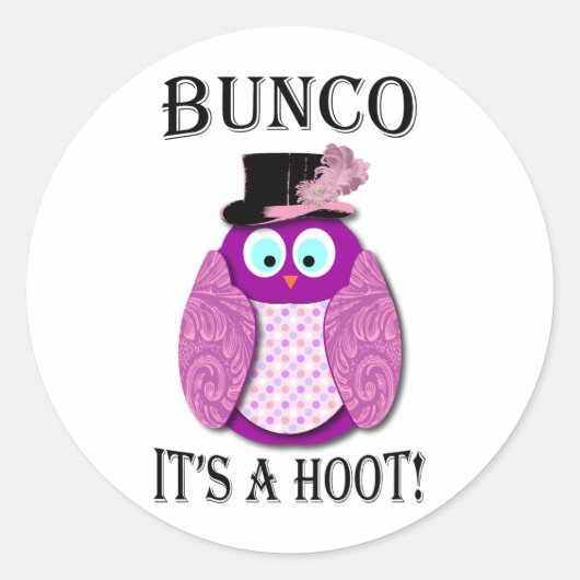Bunco - Es ist ein Hoot" Runder Aufkleber (Vorderseite)