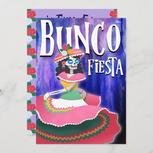 Bunco Fiesta Party Cinco de Mayo Einladung (Vorne/Hinten)
