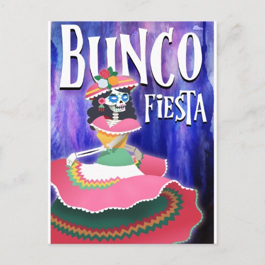 Bunco Fiesta Party Einladung Day of the Dead Postkarte (Vorderseite)