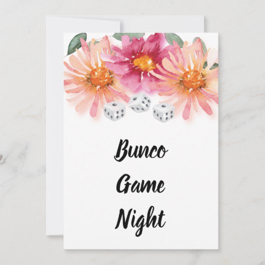 Bunco Floral Dice Game Party Einladung (Vorderseite)