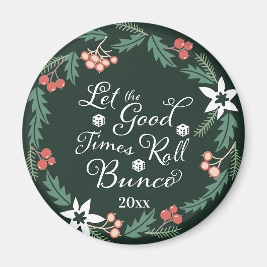 Bunco Frohe Weihnachtsfeiertag Wreath Dice Magnet (Vorne)