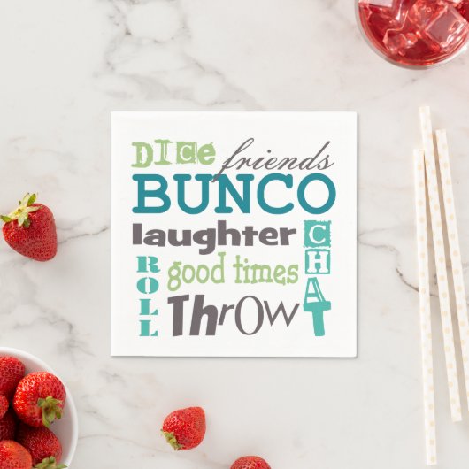 Bunco Fun TYpography Words Serviette (Beispiel)