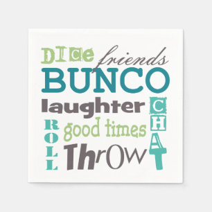Bunco Fun TYpography Words Serviette