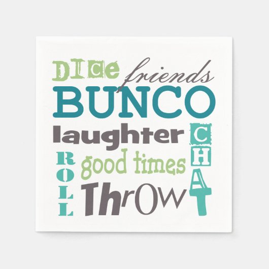 Bunco Fun TYpography Words Serviette (Vorderseite)
