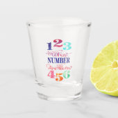 Bunco Funny, auf welcher Zahl sind wir? Schnapsglas (Vorderseite)