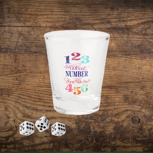 Bunco Funny, auf welcher Zahl sind wir? Schnapsglas