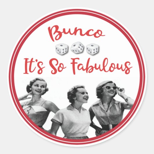 Bunco Funny Retro Lady Players Runder Aufkleber (Vorderseite)