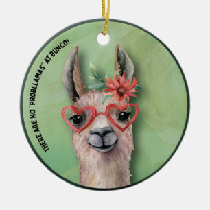Bunco Funny Weihnachtslama Keramik Ornament