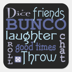 Bunco Game Night Blue und Lila moderne Typografie Quadratischer Aufkleber