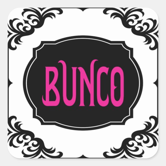 Bunco Game Night Pink Modern Bold Quadratischer Aufkleber (Vorderseite)