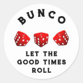Bunco Game Night Runder Aufkleber (Vorderseite)