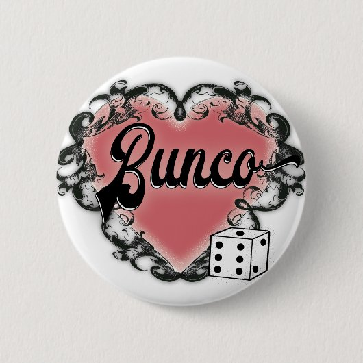 Bunco Girls übernachten Herztätowierung Button (Vorderseite)