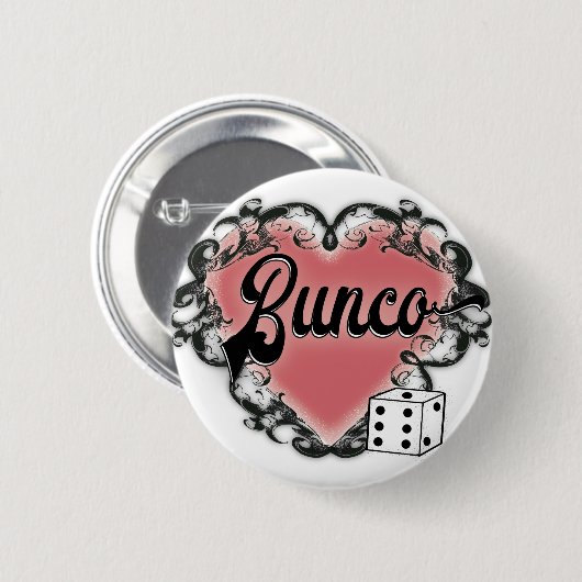 Bunco Girls übernachten Herztätowierung Button (Vorne & Hinten)