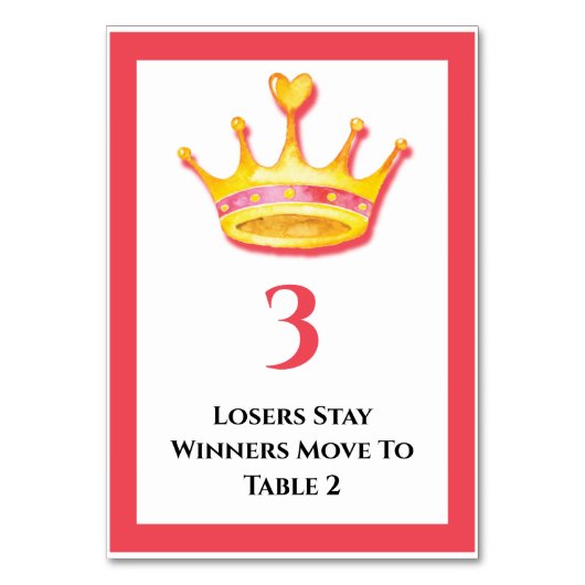 Bunco Gold Crown Table 3 of 5 card Tischnummer (Vorderseite)