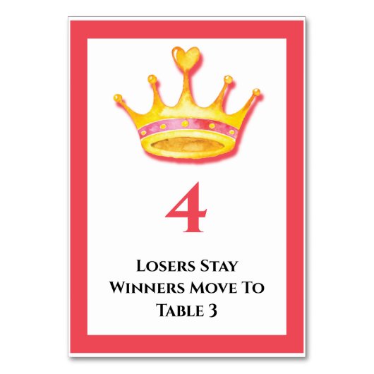 Bunco Gold Crown Table 4 of 5 card Tischnummer (Rückseite)