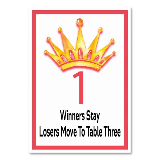 Bunco Gold Crown Table Card #1 Tischnummer (Vorderseite)
