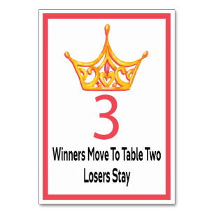 Bunco Gold Crown Table Card #3 Tischnummer