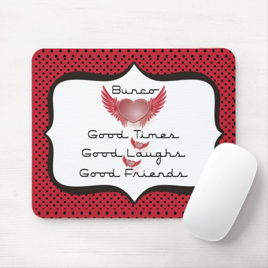 Bunco - gute Zeiten, Lachen, Freunde - Retro Herz Mousepad (Mit Mouse)