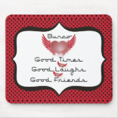 Bunco - gute Zeiten, Lachen, Freunde - Retro Herz Mousepad (Vorne)
