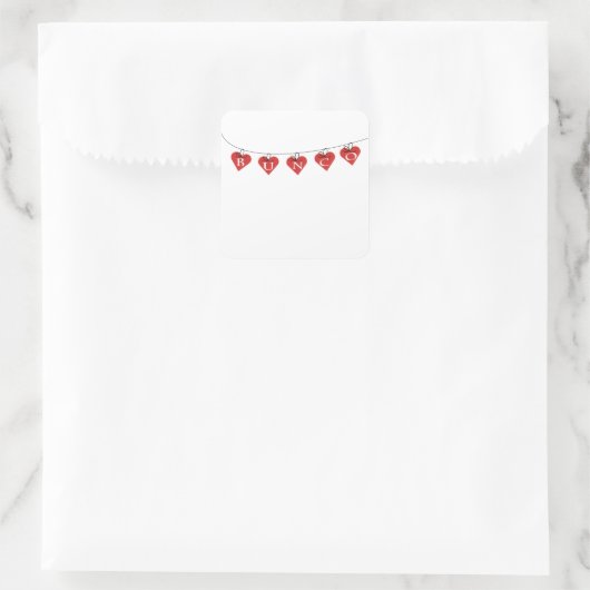 Bunco Heart Banner Quadratischer Aufkleber (Tasche)