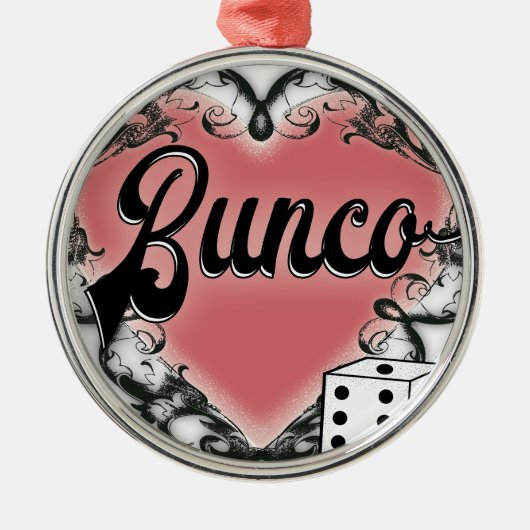Bunco-Herz-Tattoo Silbernes Ornament (Vorne)