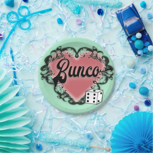 bunco Herztätowierung Pappteller (Party)