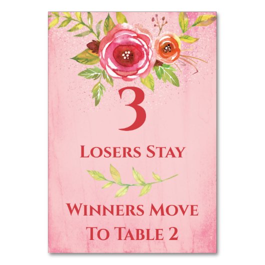 Bunco Hübsche Blume, Tabelle Karte #3 (Rückseite)