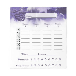 Bunco Kerbe-Karten-Kerbe-Auflage-WeinWatercolor Notizblock
