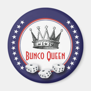 Bunco-Königin Magnet Rot, Weiß und Blau mit Sterne