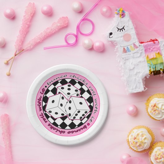 Bunco Küken-Rolle mit ihr - Rosa Pappteller (Party)