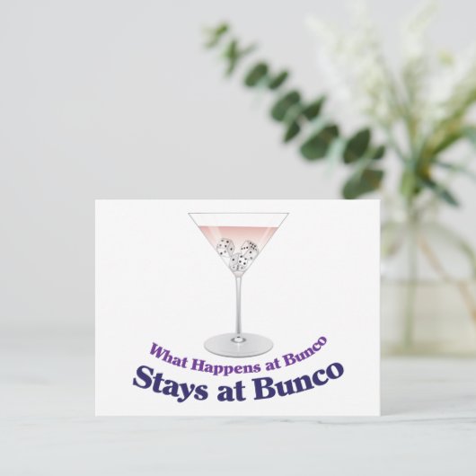 Bunco Martini Cocktail Postkarte (Stehend Vorderseite)